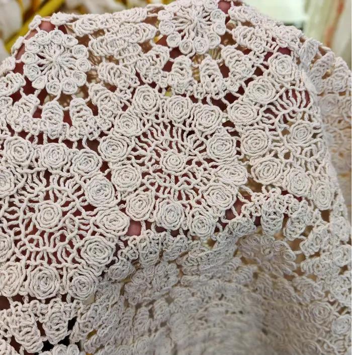Jupe en coton de forme carrée pour femme, dentelle au crochet, dentelle guipure creuse, vêtements de