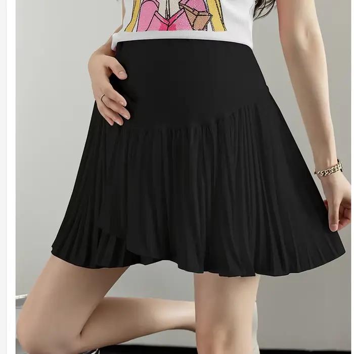 Mini jupe en mousseline de soie pour femme enceinte, jupe taille haute réglable, short doublé, jupe 