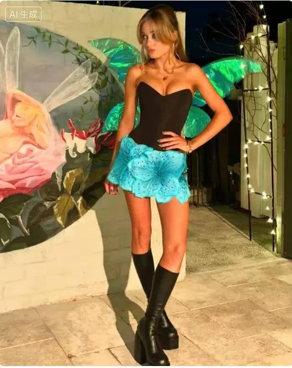 Mini-jupe d'été turquoise pour femme, motif floral texturé 3D, coupe ajustée décontractée, taille ba