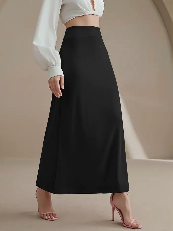 Jupe longue à taille haute, coupe professionnelle minimaliste, idéale pour les réunions avec les cli