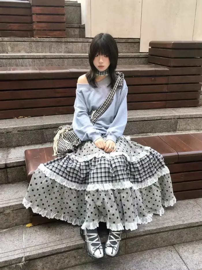 Jupe à pois pour femme, style décontracté, nouvelle collection, rétro américain, jupes douces, vêtem