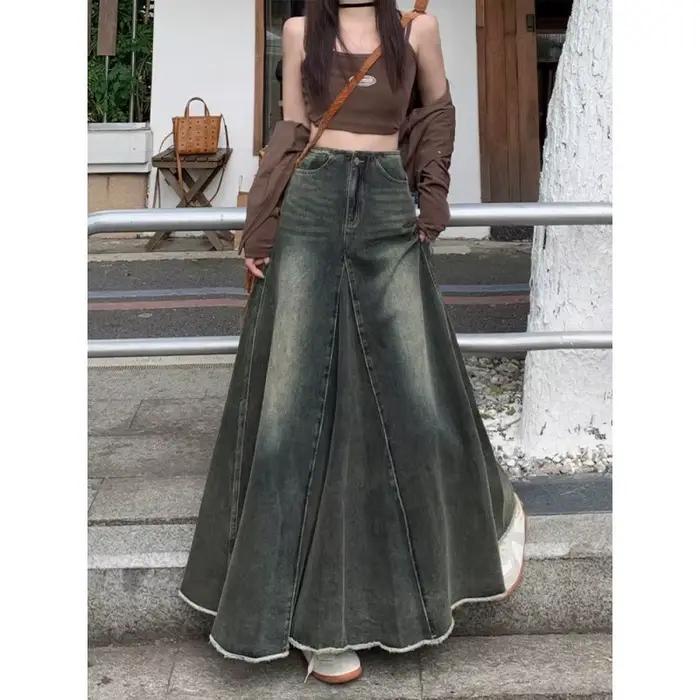 Mini-jupe en jean rétro américaine pour femme, nouvelle collection automne-hiver, taille haute, coup