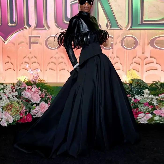 Nouveauté jupe en taffetas noir taille haute volants jupe de bal avec poches femmes longues jupes de