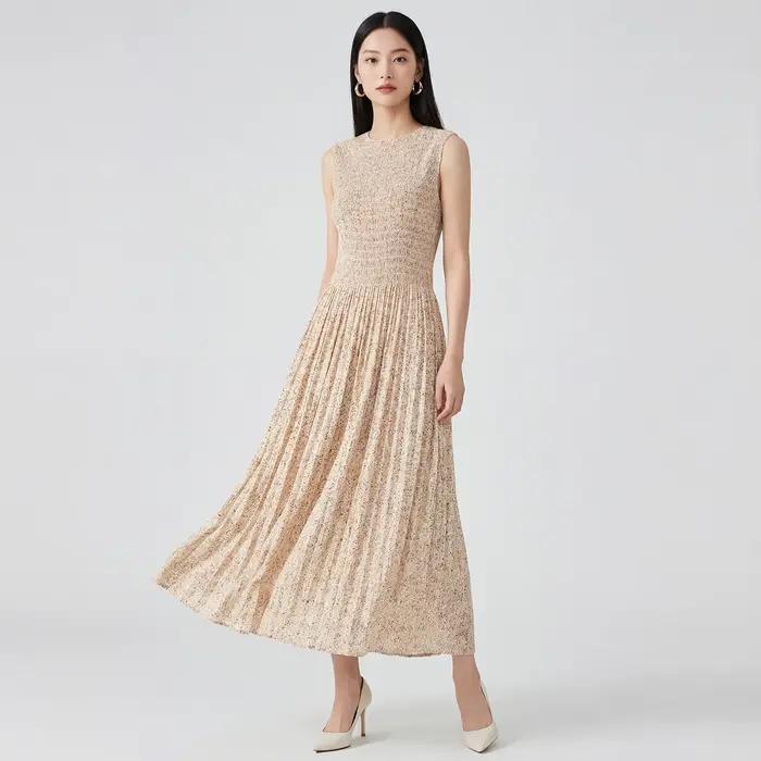 Jupe midi Miyake à pois, nouveau style été 2026 pour femme, jupe tulipe mi-longue, jupe droite ample