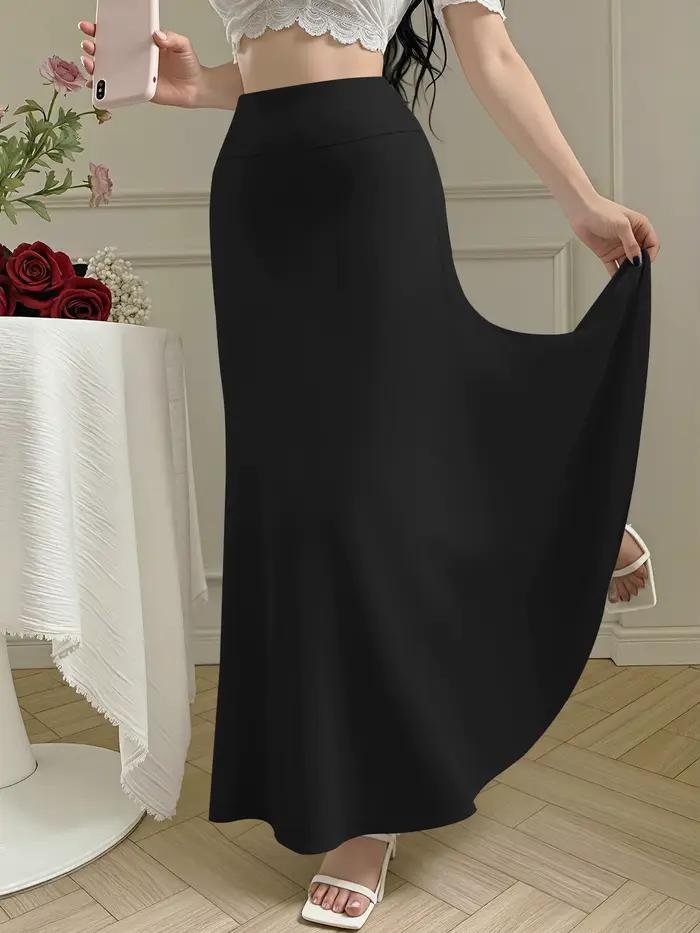 Jupe longue Unfussy Silhouette, en tissu doux mat, style Old Money pour le quotidien, brunch du week