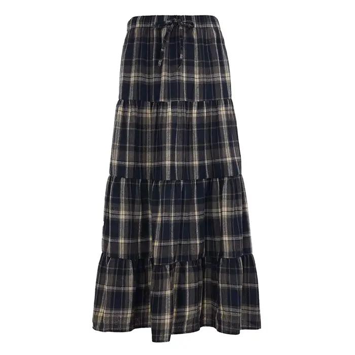 Jupe longue tendance pour femme, style universitaire, motif patchwork, rajeunissante, douce et épicé