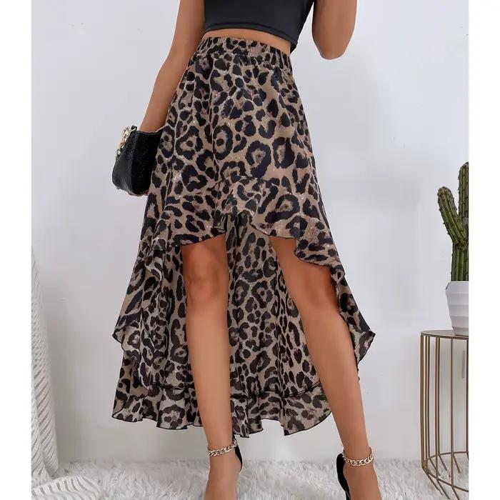 Jupe longue d'été imprimé léopard pour femmes, élégante, mode, florale, Sexy, esthétique, fendue, ta