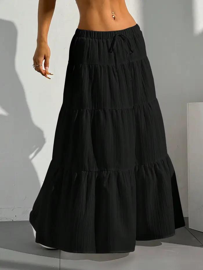 Boho blanc été jupe longue femmes ample fluide Maxi jupe cravate taille élégante jupe Midi