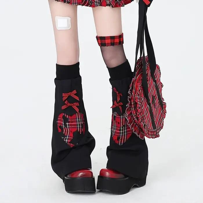 Sous-culture gothique irrégulière rouge imprimé à carreaux Mini jupe gâteau à volants Kpop Dance Roc
