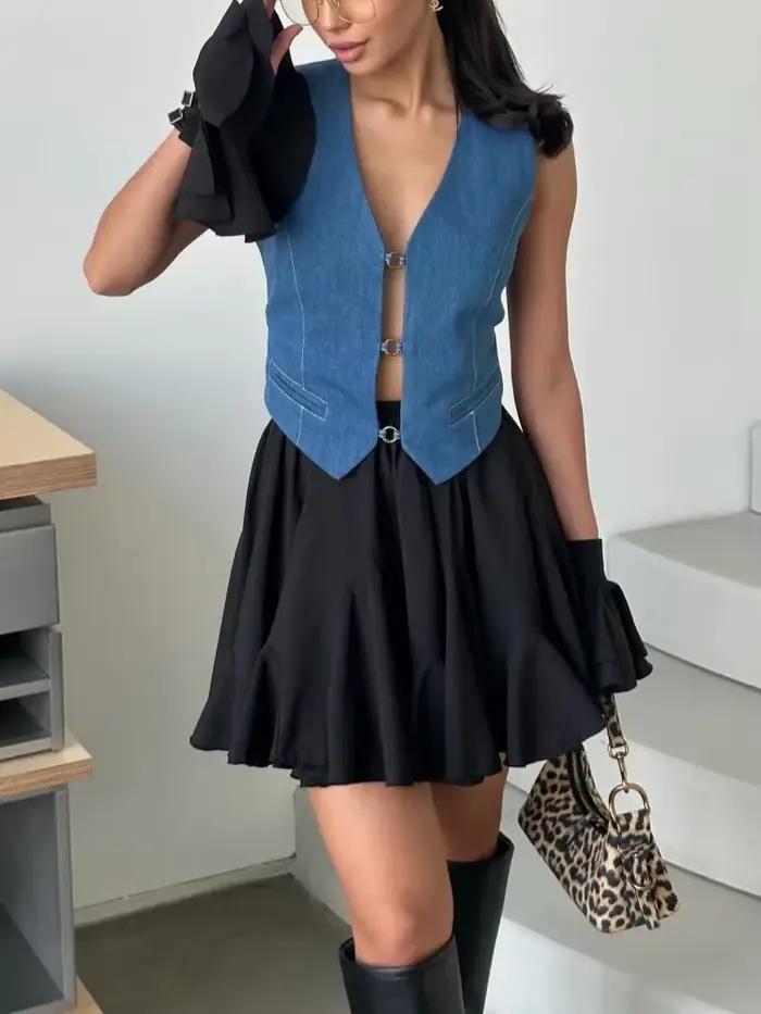 Mini jupe d'été blanche pour femmes, ligne A, taille haute, sexy, mignon, à volants, vintage, tennis