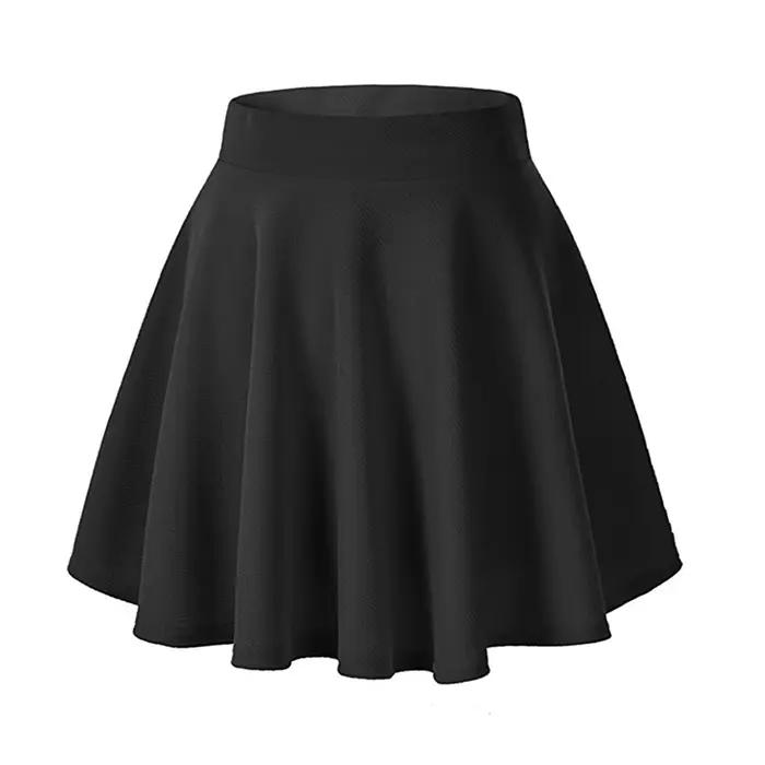 Jupe plissée évasée basique pour femme, longueur genou, jupe décontractée, ligne A, grande taille, m