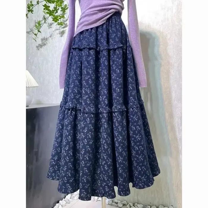 2025 Faldas Mujer De Moda Jupe florale pour femmes taille haute a-ligne Jupe taille élastique jupes 