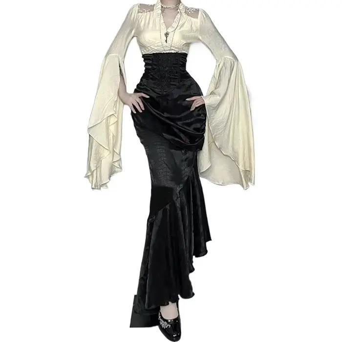 Nouvelle jupe gothique vintage 2026, jupe de style Y2k E-Girl, streetwear, broderie, taille haute, j