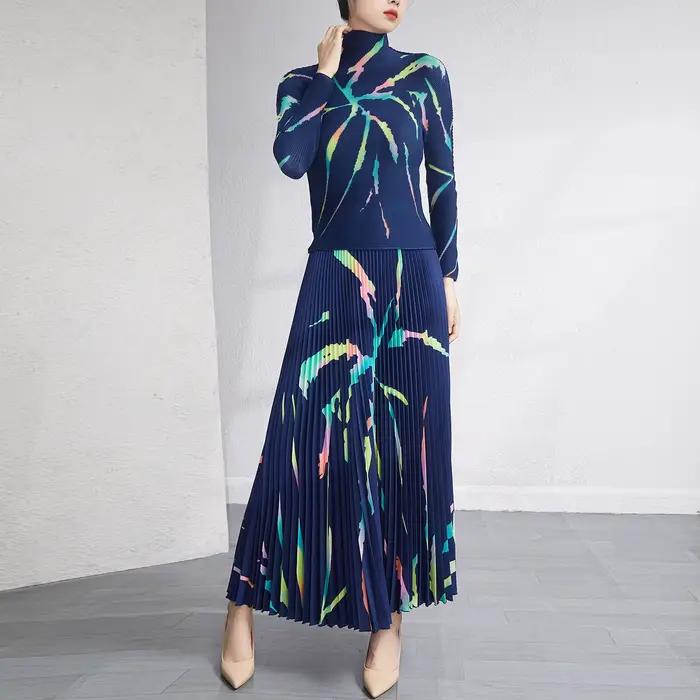 Fournisseurs de vêtements plissés Miyake haut plissé ensembles de mode jupe femmes nouvelle jupe lon