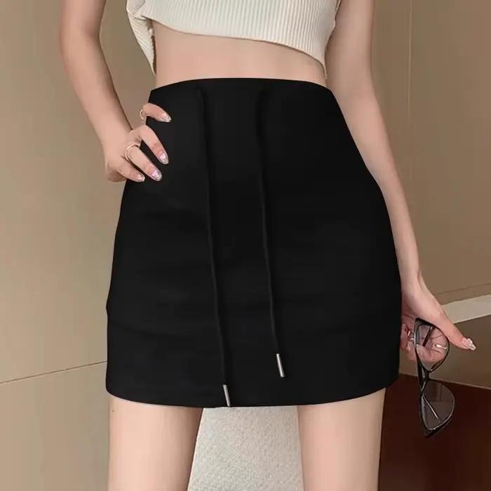 Mini jupe de maternité fine, taille haute, soutien du ventre, moulante, avec pantalon de sécurité, A