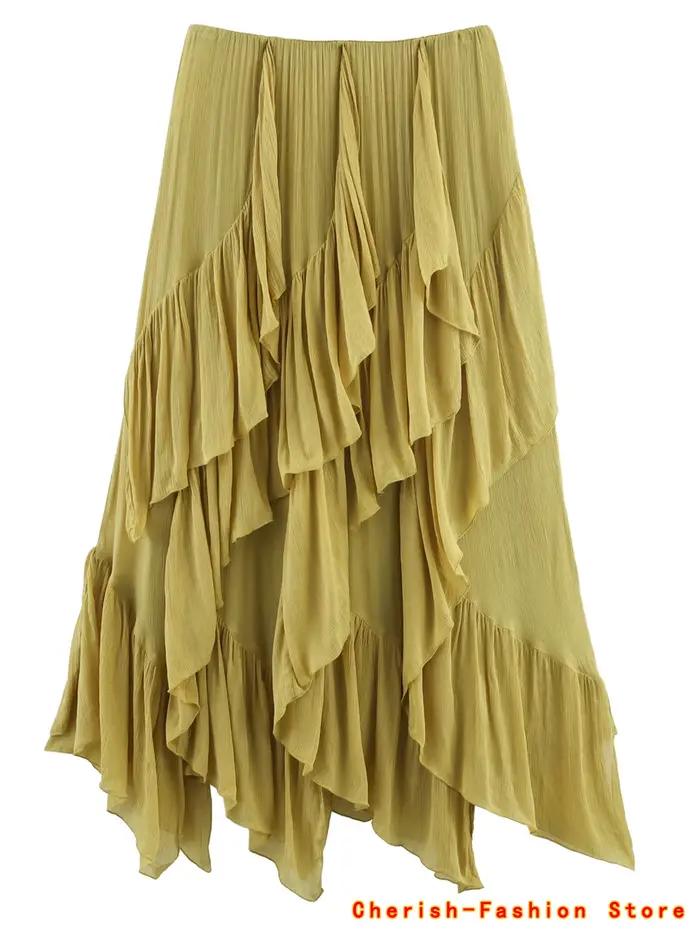 Volants irréguliers gâteau jupe plissée gâteau femmes jupe taille haute Faldas Mujer japon Style élé