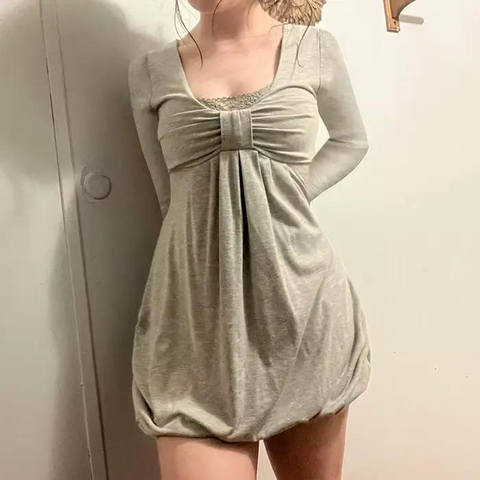 Nouvelle jupe pour femmes avec épissure de nœud papillon et faux design deux pièces, robe à manches 