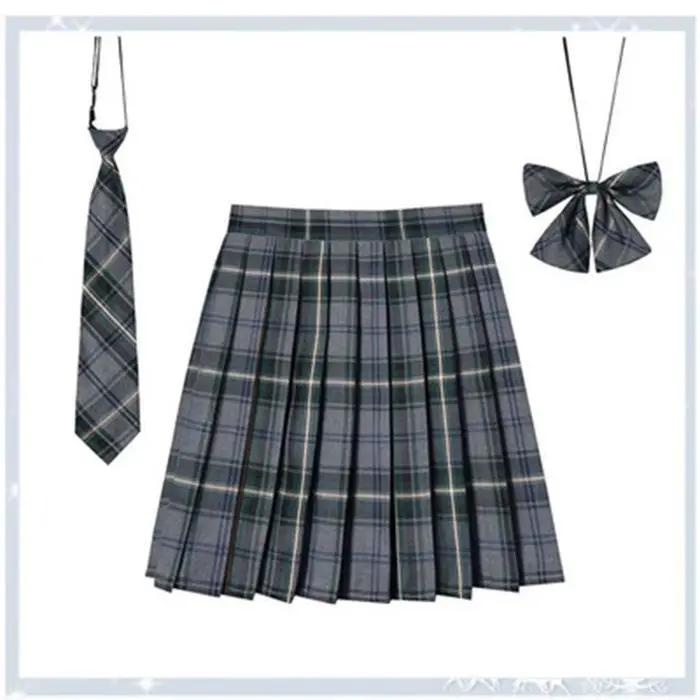 Jupe plissée à carreaux pour femmes, avec cravate, nœud papillon, XS- 5XL, Harajuku Preppy, Mini uni