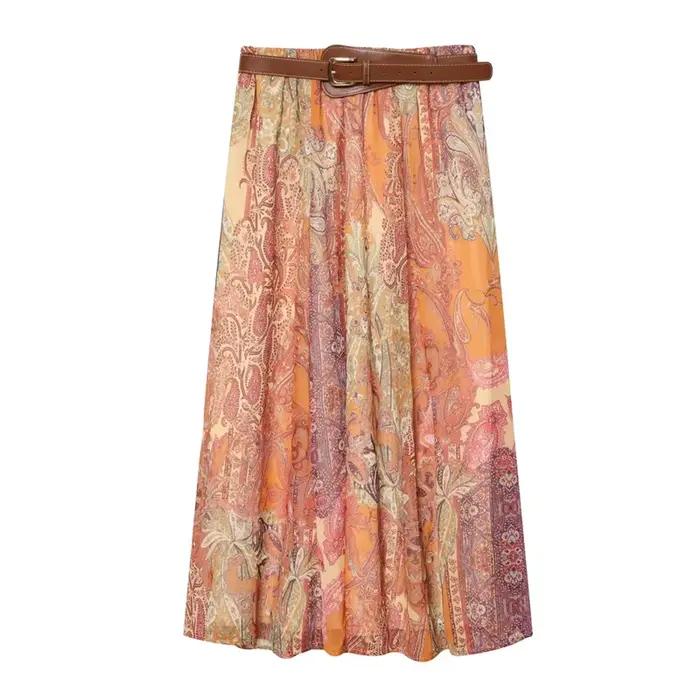 Jupe midi pour femme, nouvelle mode été 2026, imprimé cachemire, robe midi pour femme