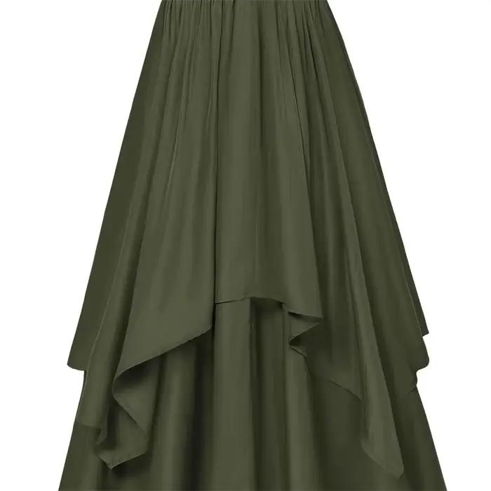 Jupe longue vintage à volants pour femme, taille haute, ligne A, irrégulière, décontractée, mode pri
