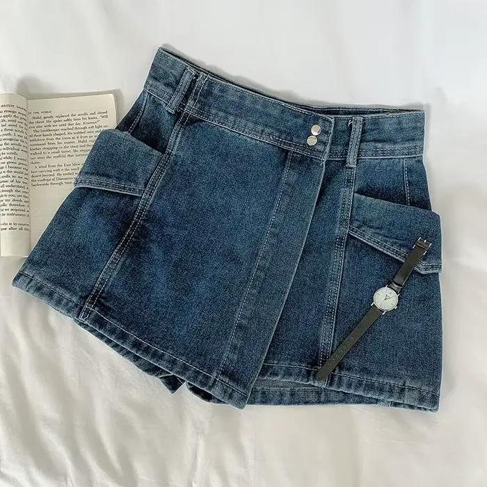 Jupe en jean rétro taille haute pour femme, Mini jupe trapèze, Design d'été, jupe Anti-lumière, pant