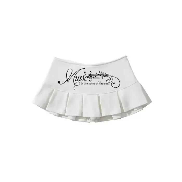 Jupe grise plissée taille haute sexy pour femme, style coréen, avec short intégré, mini-jupe trapèze
