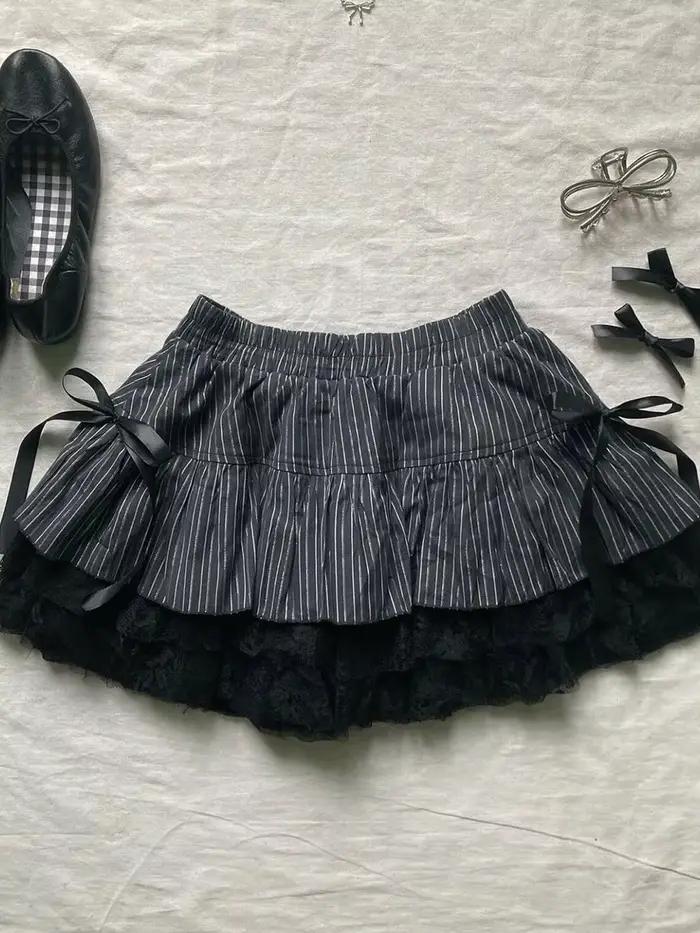 Mini jupe gothique en dentelle pour femmes, vêtements vintage, audible, douce fille, décontractée, e