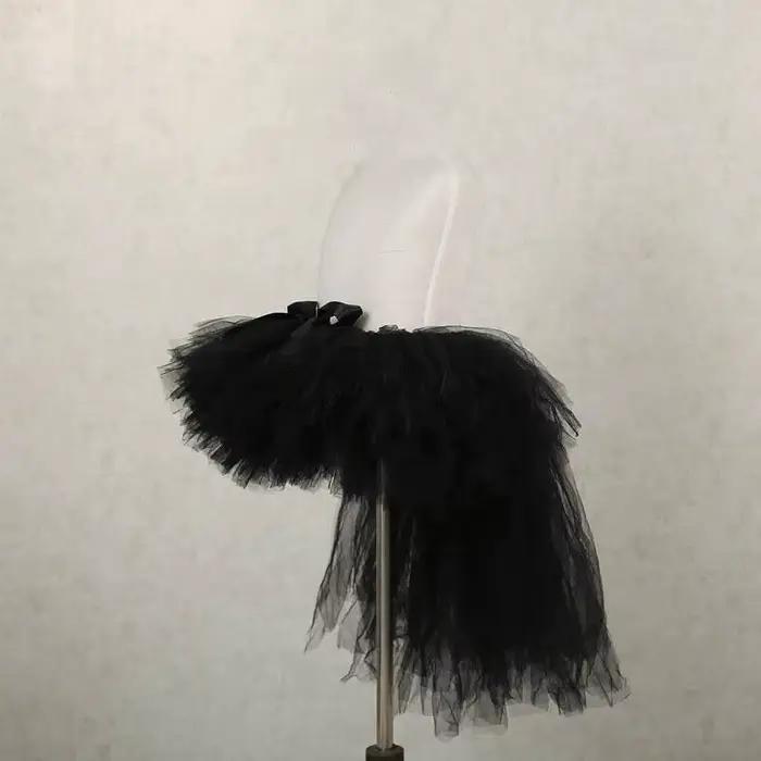 Jupes traînantes noires solides pour filles, jupe Tutu avec queue, princesse fille, Tutus de fête mo