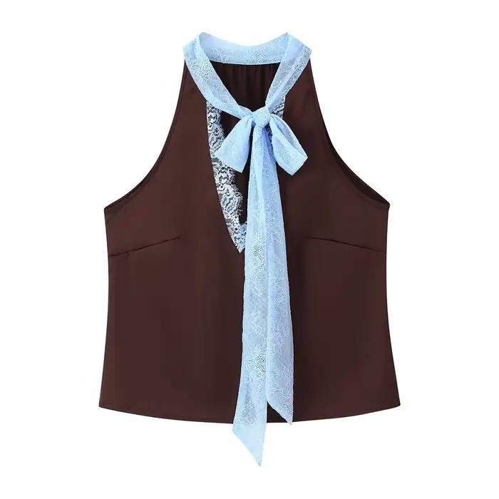 Ensemble jupe et haut pour femme HH, nouvelle mode, avec décoration en dentelle patchwork, haut cour