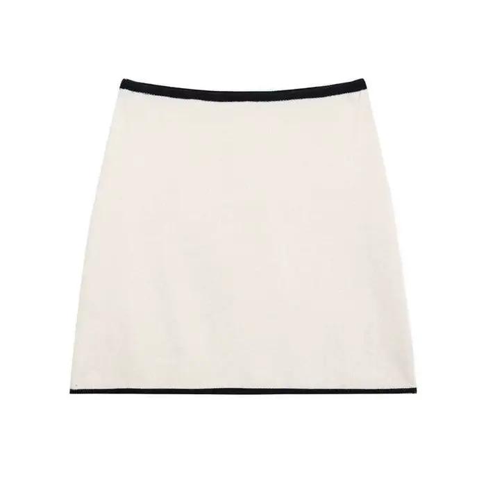 Ensemble jupe courte unie à col rond et coupe ample pour femme – Style décontracté urbain printemps 