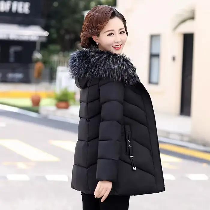 Veste d'hiver Parkas pour femme, manteau Long, col en fourrure, à capuche, pardessus épais et chaud,