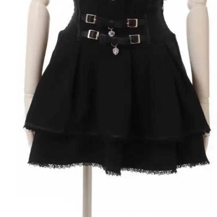Jirai Kei jupe série Mine Kawaii Double couche robe ceinture coeur japonais produit en série rose Y2