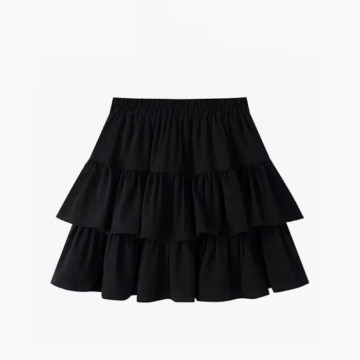 Jupe trapèze plissée pour femmes, blanche, à volants, à plusieurs niveaux, joli Style, taille élasti