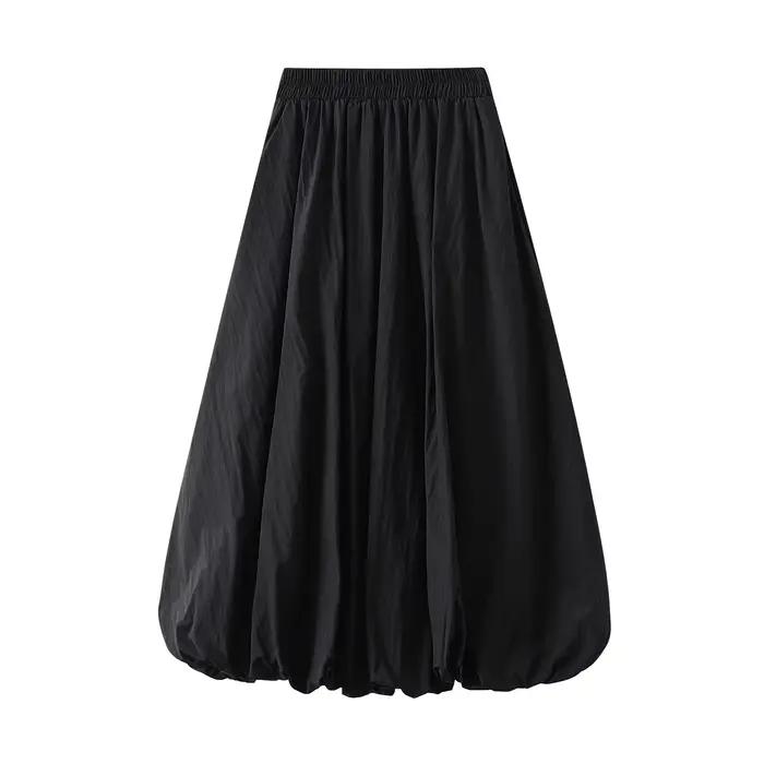 Maemukilabe-Jupe longue ballon pour femme, jupe trapèze fluide, taille haute, élégante, esthétique E