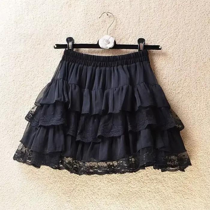 Jupe Tutu gothique en dentelle, élastique, Sexy, Mini jupes en Tulle, vêtements de danseuse de Club 