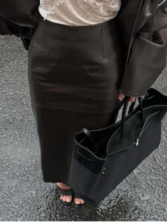Ensemble jupe Vintage en cuir PU pour femmes, veste à manches longues avec fermeture éclair, Slim Fi