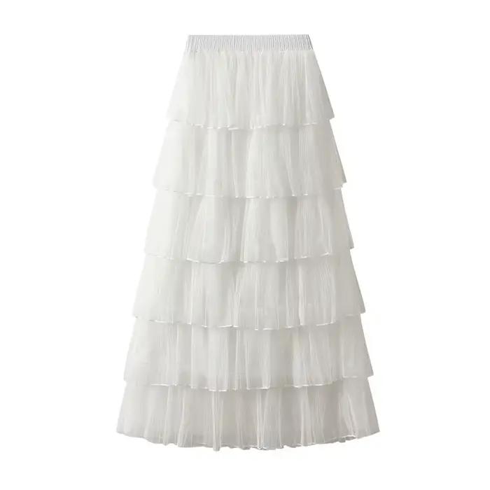 Jupe mi-longue en maille pour femmes, jupe gâteau superposée, jupe moelleuse, Super fée, printemps, 