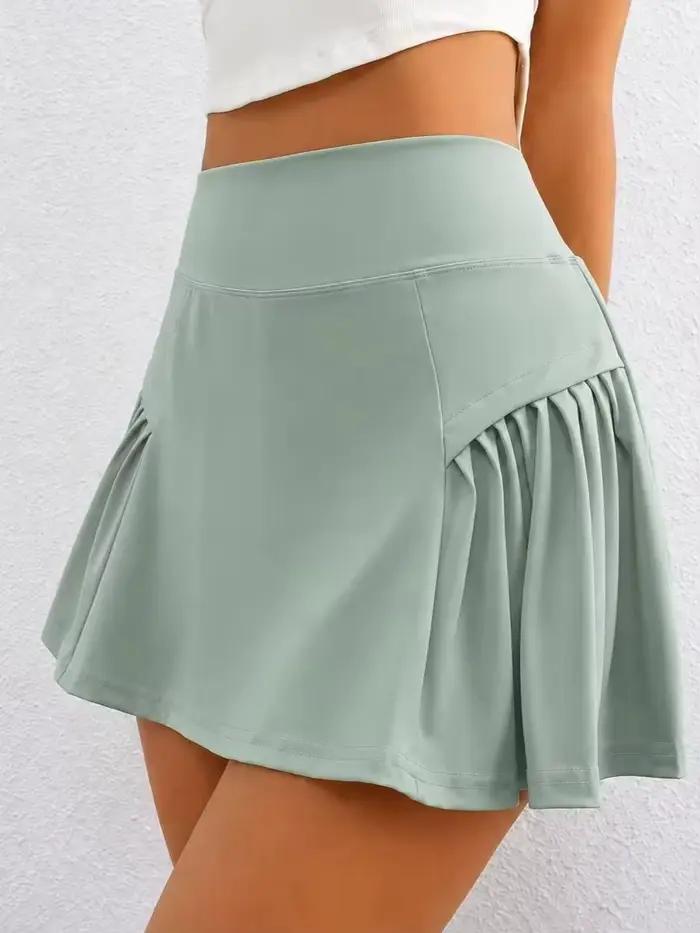 Jupe-culotte taille haute pour femme, effet ventre plat, plissée - Non transparente, pour usage quot