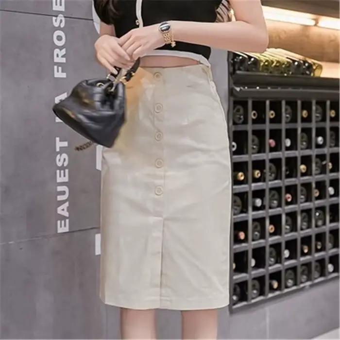 Jupe trapèze taille haute pour femme, taille élastique, rouge, noir, blanc, fendue, mode décontracté