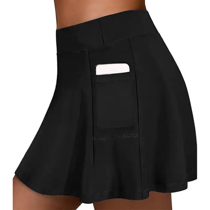 Jupes de Tennis de Sport pour femmes, avec poches, course en plein air, yoga, short intérieur, taill