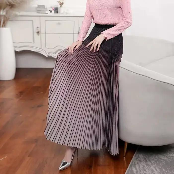 LANMREM-Jupe plissée élégante pour femmes, jupes dégradées, taille haute élastique, jupes adt, vêtem