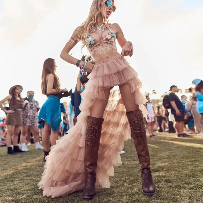 Jupe haute et basse en tulle superposé rose poussiéreux pour femmes, taille élastique, tutu à plusie