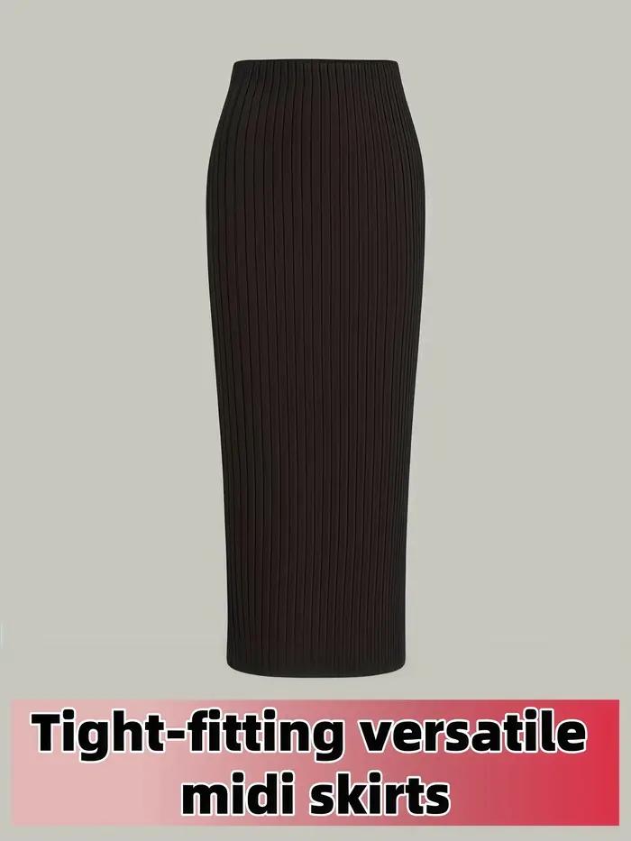 Jupe pour femmes grandes tailles, jupe basique polyvalente avec taille élastique, jupe de base, élég