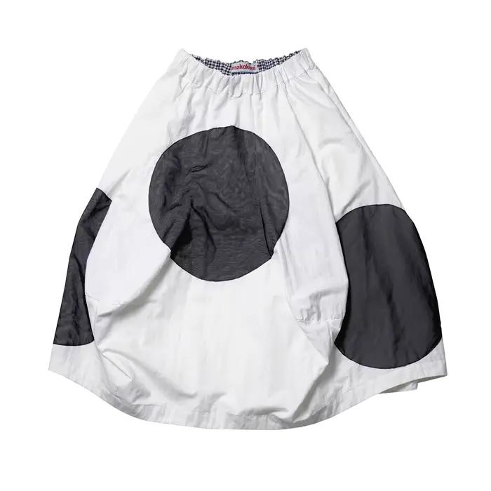 Jupe midi blanche pour femme, imakokoni, maille japonaise de printemps, grands pois, jupe mi-longue 