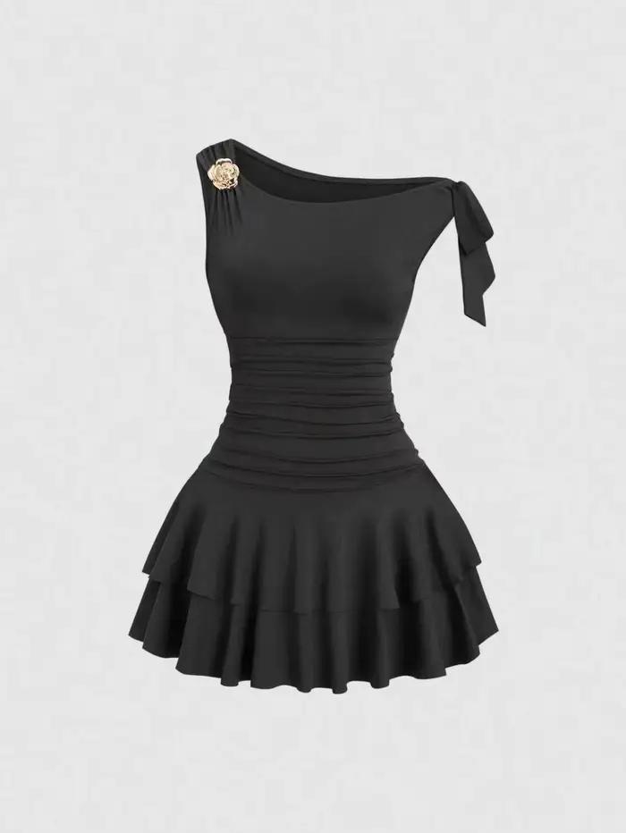 Jupe courte plissée Lolita sans manches, nouveau style, avec accessoires floraux sexy, robe à lacets