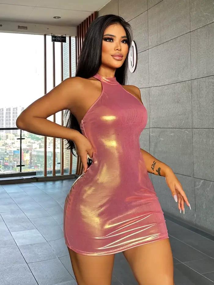 Jupe moulante et sexy pour club de nuit, style « Spicy Girl », avec bretelles et col halter