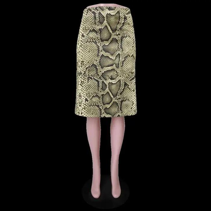 Jupe longue femme coupe ajustée, imprimé léopard serpentin, taille haute, style trapèze, patchwork c