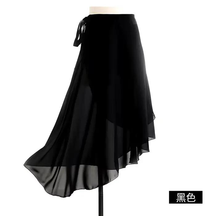 Jupe de danse longue en mousseline de soie pour femmes, 6 couleurs, noire, violette, pour adultes