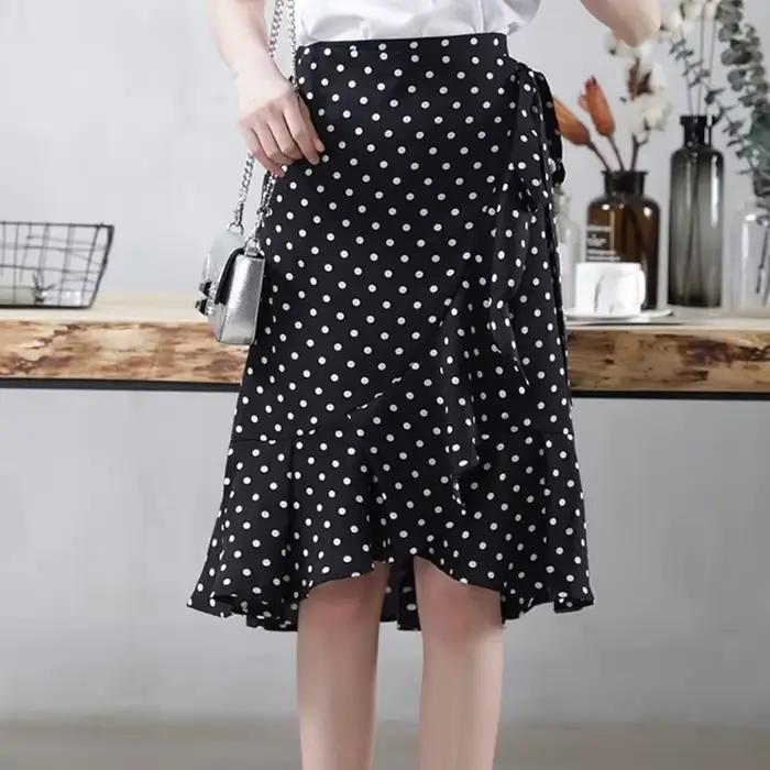 Jupe sirène élégante en mousseline de soie à pois, nouvelle mode coréenne, taille haute, assortie av
