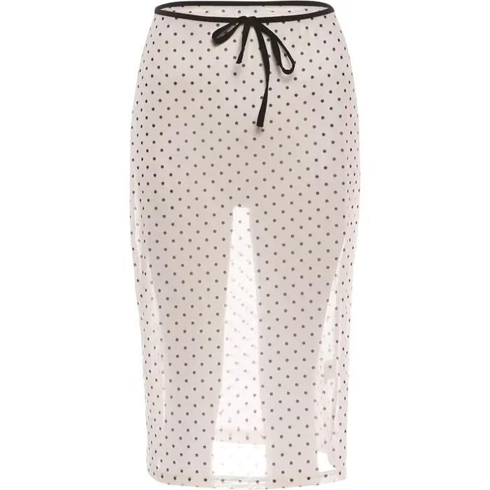 Jupe transparente Sisterlinda pour femme, sexy et tendance, avec nœuds, imprimé pois, patchwork, ext